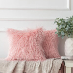 Pink Faux Fur Pillow Covers